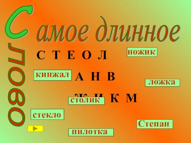 С амое длинное лово С Т Е О Л П А Н