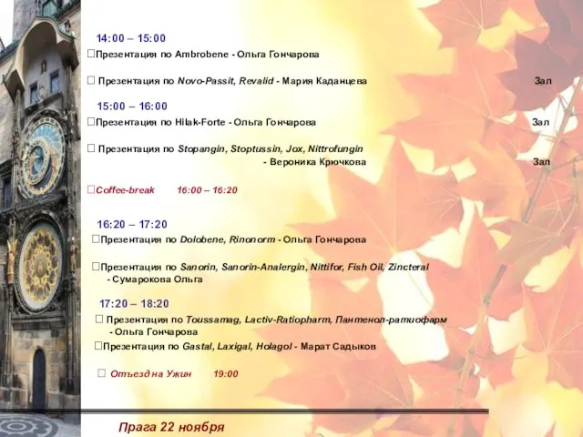 Прага 22 ноября 14:00 – 15:00 Презентация по Ambrobene - Ольга Гончарова