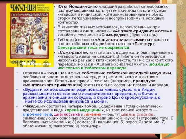 Ютог Йондан-гонпо младший разработал своеобразную систему медицины, которую невозможно свести к сумме