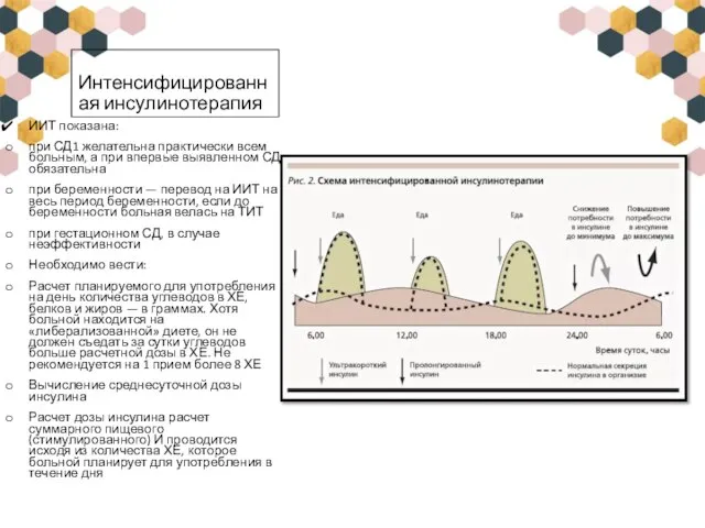 Интенсифицированная инсулинотерапия ИИТ показана: при СД1 желательна практически всем больным, а при