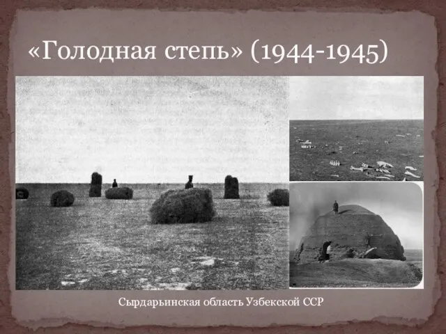 «Голодная степь» (1944-1945) Сырдарьинская область Узбекской ССР