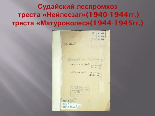 Судайский леспромхоз треста «Нейлесзаг»(1940-1944гг.) треста «Матуроволес»(1944-1945гг.)