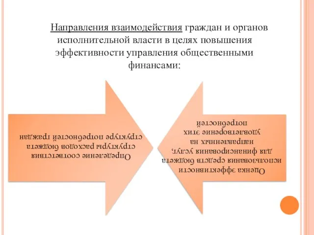 Направления взаимодействия граждан и органов исполнительной власти в целях повышения эффективности управления общественными финансами: