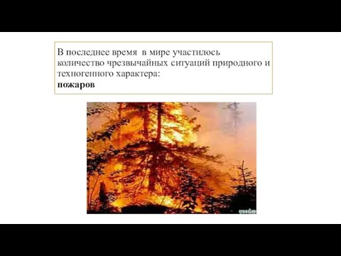 В последнее время в мире участилось количество чрезвычайных ситуаций природного и техногенного характера: пожаров