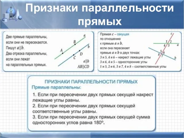 Признаки параллельности прямых