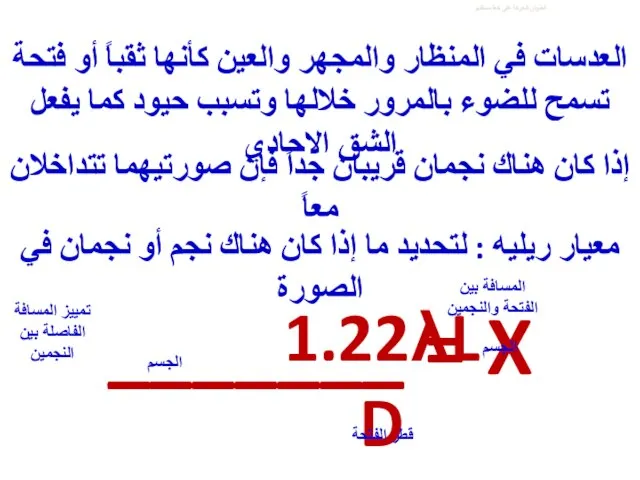 العنوان الحركة على خط مستقيم العدسات في المنظار والمجهر والعين كأنها ثقباً