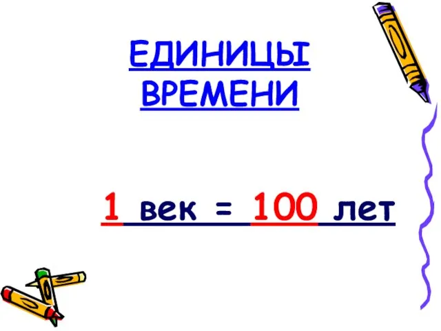 ЕДИНИЦЫ ВРЕМЕНИ 1 век = 100 лет