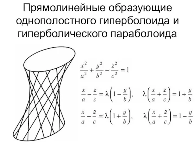 Прямолинейные образующие однополостного гиперболоида и гиперболического параболоида
