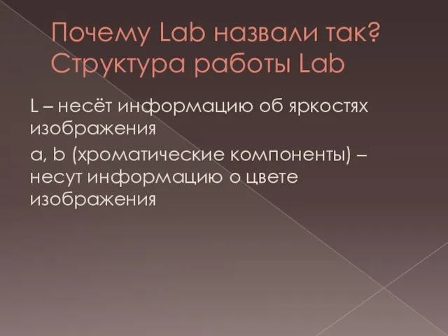 Почему Lab назвали так? Структура работы Lab L – несёт информацию об