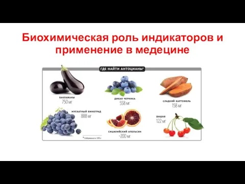 Биохимическая роль индикаторов и применение в медецине