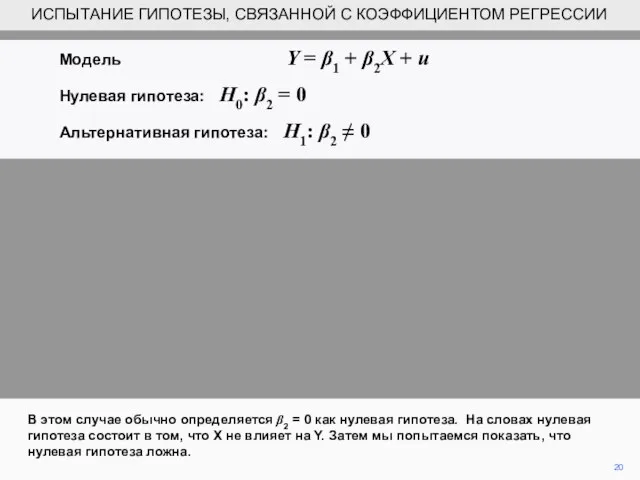 20 В этом случае обычно определяется β2 = 0 как нулевая гипотеза.