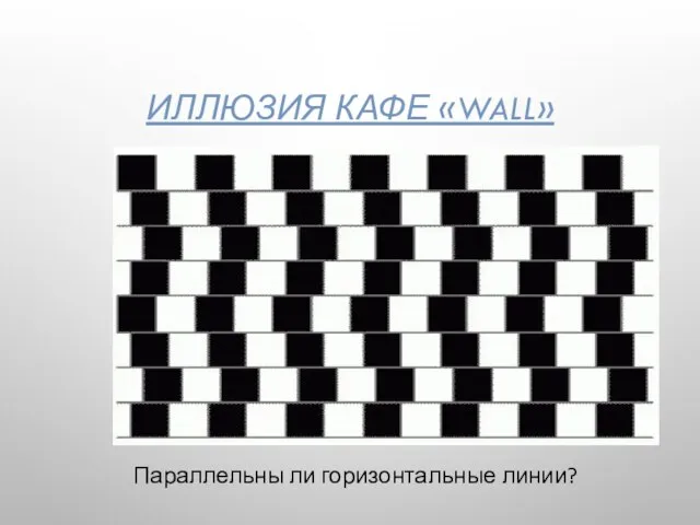 ИЛЛЮЗИЯ КАФЕ «WALL» Параллельны ли горизонтальные линии?