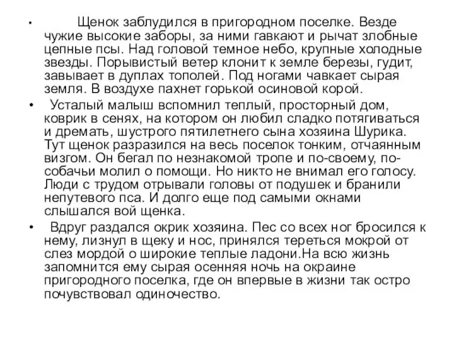 Щенок заблудился в пригородном поселке. Везде чужие высокие заборы, за ними гавкают