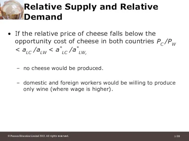 Relative Supply and Relative Demand If the relative price of cheese falls