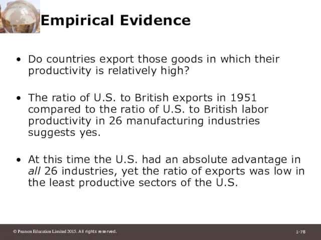 Empirical Evidence Do countries export those goods in which their productivity is