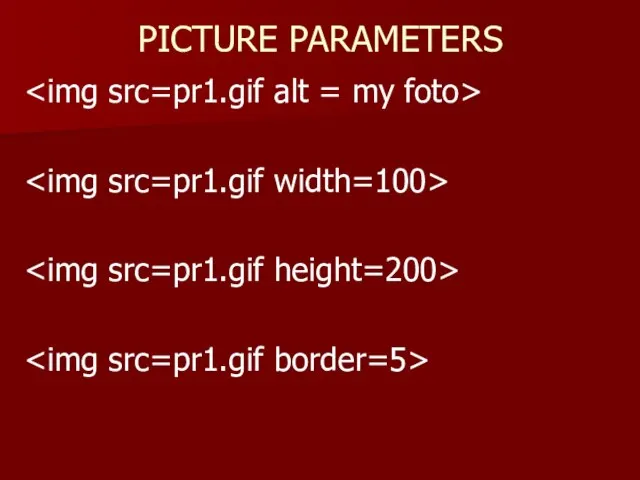 PICTURE PARAMETERS