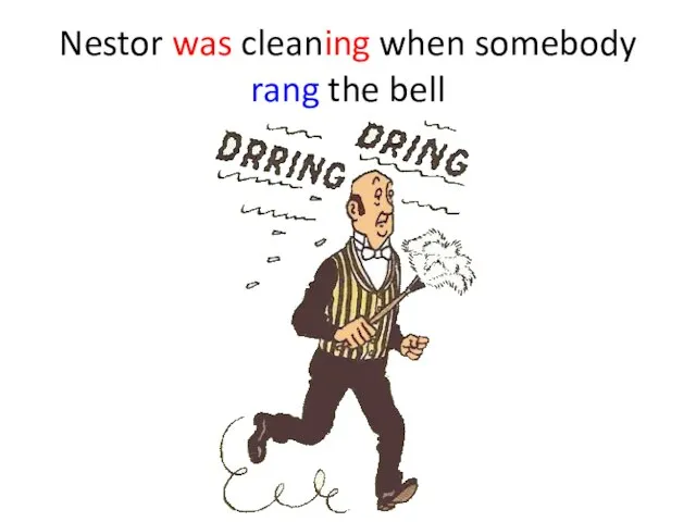 Nestor was cleaning when somebody rang the bell
