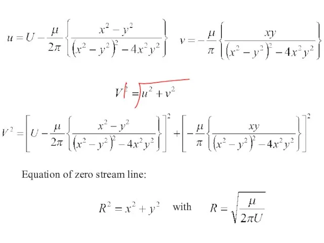 Equation of zero stream line: