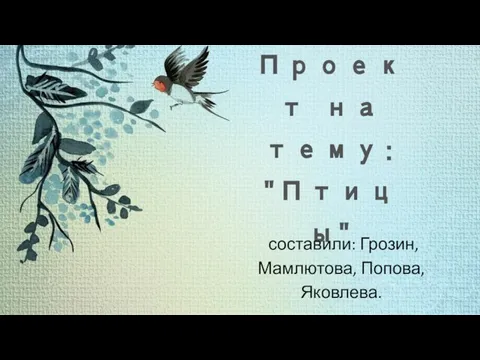 Проект на тему: "Птицы" составили: Грозин, Мамлютова, Попова, Яковлева.