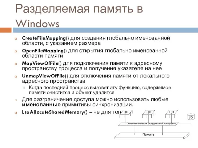 Разделяемая память в Windows CreateFileMapping() для создания глобально именованной области, с указанием
