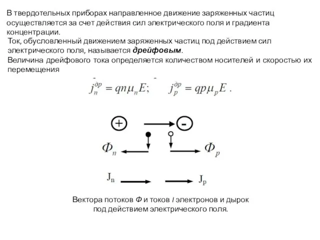 В твердотельных приборах направленное движение заряженных частиц осуществляется за счет действия сил