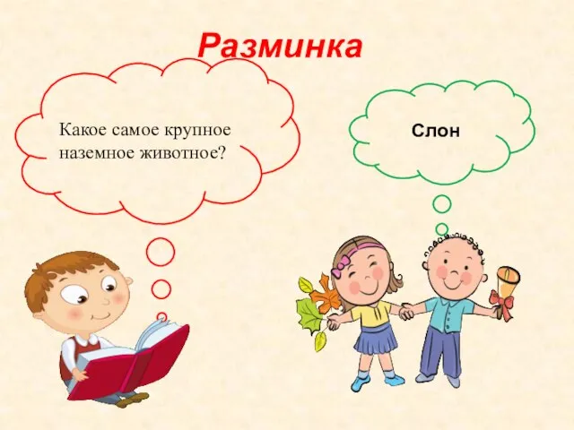 Разминка Слон Какое самое крупное наземное животное?