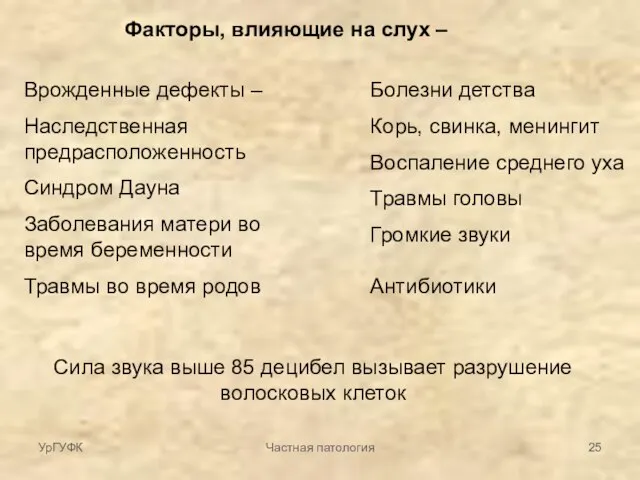 Факторы, влияющие на слух – Врожденные дефекты – Наследственная предрасположенность Синдром Дауна