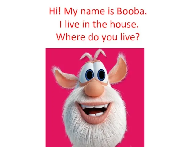 Hi! My name is Booba. I live in the house. Where do you live?