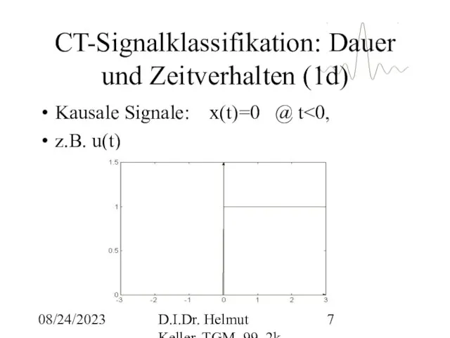 08/24/2023 D.I.Dr. Helmut Keller, TGM, 99_2k CT-Signalklassifikation: Dauer und Zeitverhalten (1d) Kausale