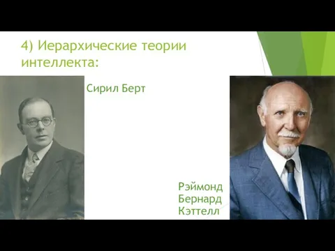 4) Иерархические теории интеллекта: Рэймонд Бернард Кэттелл Сирил Берт