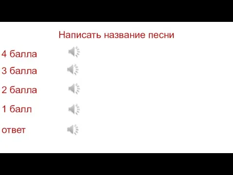 Написать название песни 4 балла 3 балла 2 балла 1 балл ответ