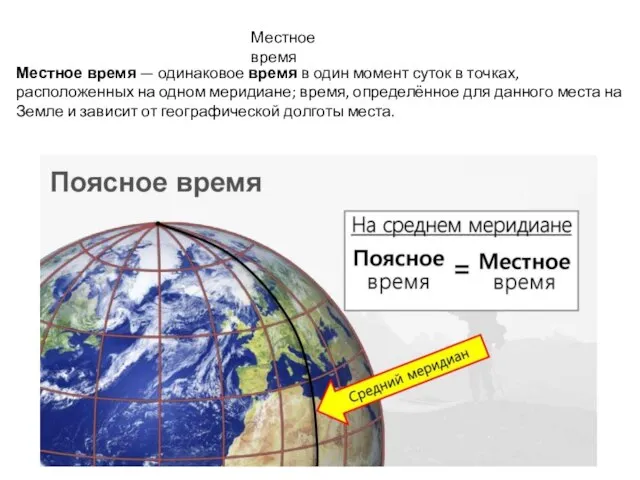 Местное время — одинаковое время в один момент суток в точках, расположенных