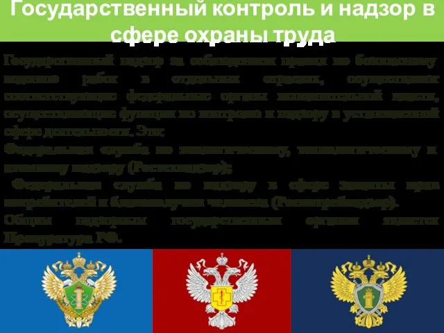 Государственный контроль и надзор в сфере охраны труда Государственный надзор за соблюдением