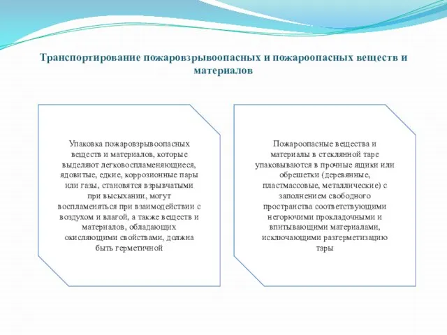 Транспортирование пожаровзрывоопасных и пожароопасных веществ и материалов Упаковка пожаровзрывоопасных веществ и материалов,