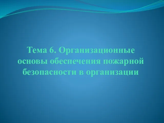 Тема 6. Организационные основы обеспечения пожарной безопасности в организации