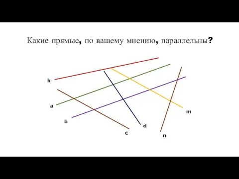 Какие прямые, по вашему мнению, параллельны? a b c d n m k