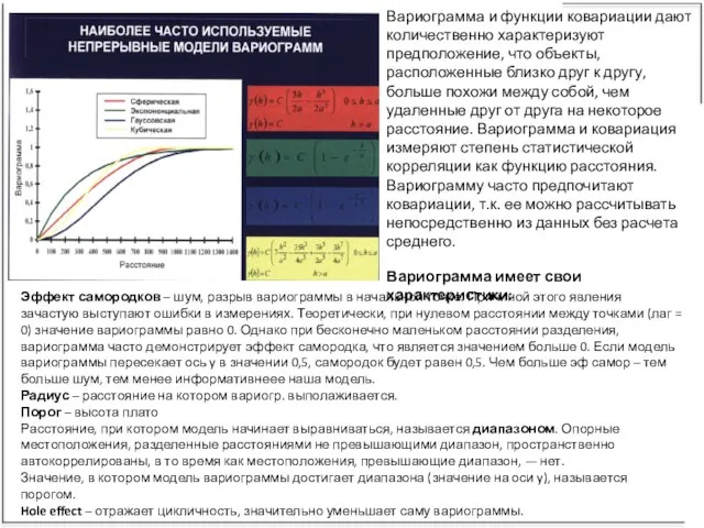 Эффект самородков – шум, разрыв вариограммы в начальной точке. Причиной этого явления