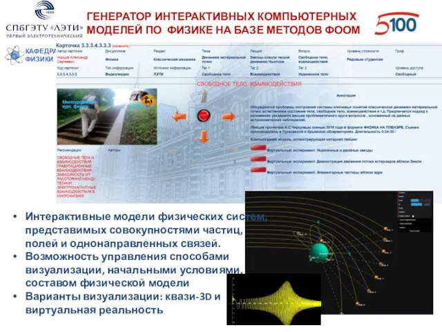 КАФЕДРА ФИЗИКИ ГЕНЕРАТОР ИНТЕРАКТИВНЫХ КОМПЬЮТЕРНЫХ МОДЕЛЕЙ ПО ФИЗИКЕ НА БАЗЕ МЕТОДОВ ФООМ