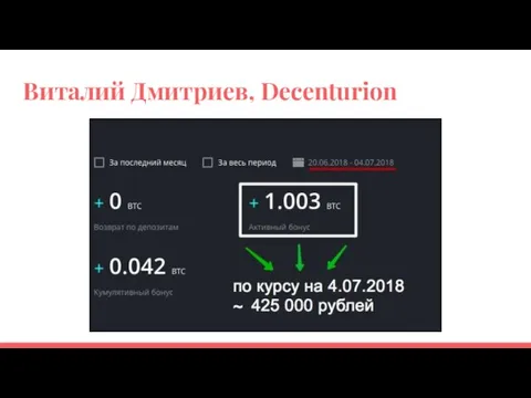 Виталий Дмитриев, Decenturion