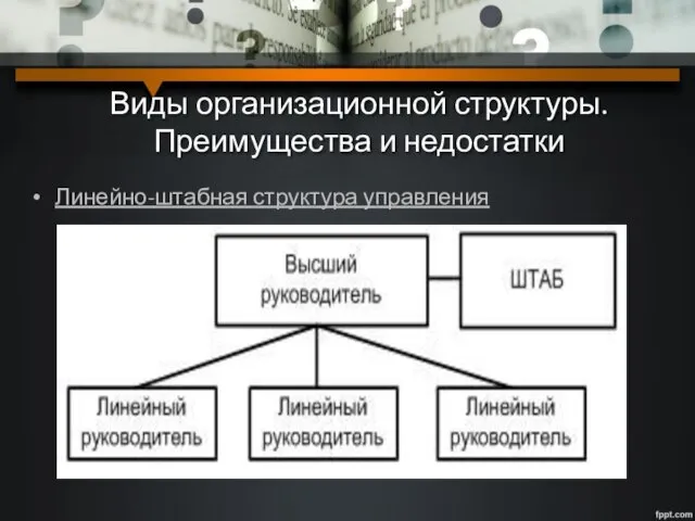 Виды организационной структуры. Преимущества и недостатки Линейно-штабная структура управления