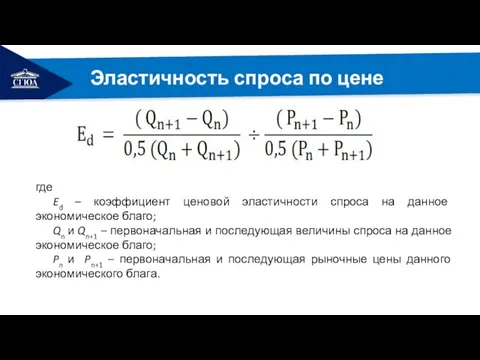 РЕМОНТ Эластичность спроса по цене где Ed – коэффициент ценовой эластичности спроса