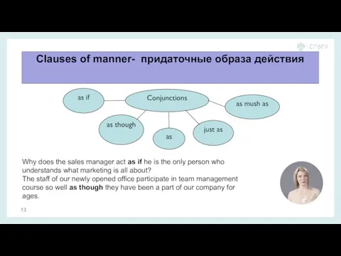 Clauses of manner- придаточные образа действия Why does the sales manager act