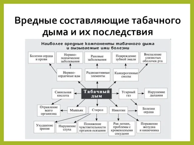 Вредные составляющие табачного дыма и их последствия