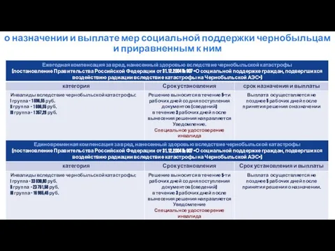 о назначении и выплате мер социальной поддержки чернобыльцам и приравненным к ним