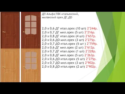 ДП Альфа ПВХ итальянский, миланский орех ДГ,ДО 2,0 x 0,6 ДГ итал.орех