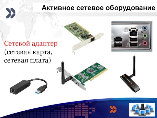 Активное сетевое оборудование 3 4 Сетевой адаптер (сетевая карта, сетевая плата)