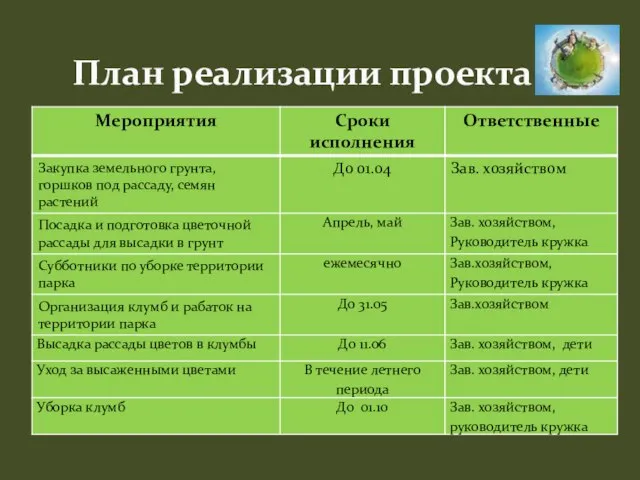 План реализации проекта