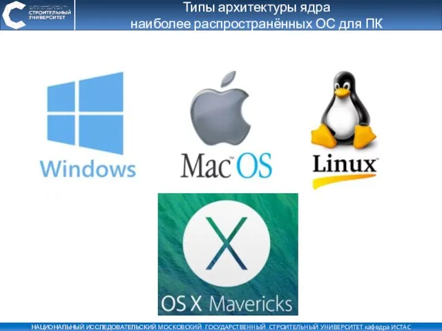 Типы архитектуры ядра наиболее распространённых ОС для ПК