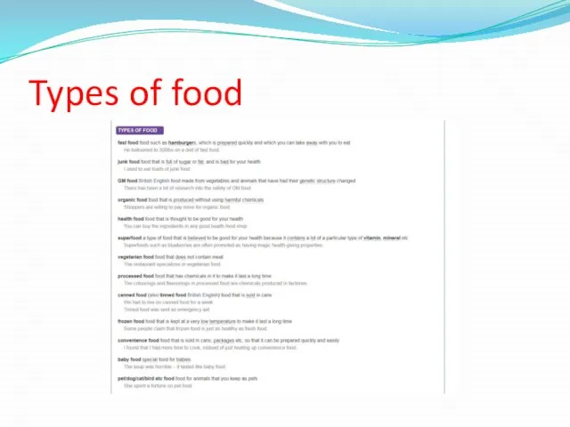 Types of food