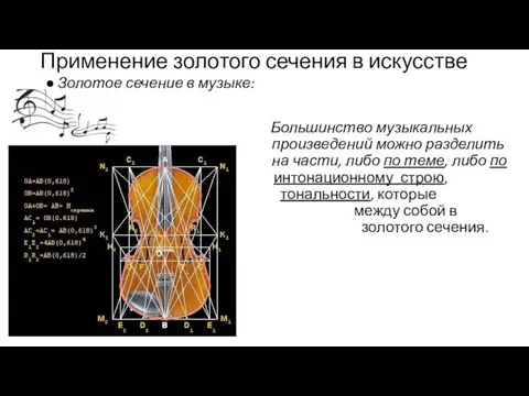 Применение золотого сечения в искусстве Золотое сечение в музыке: Большинство музыкальных п